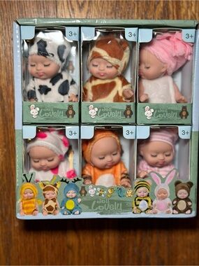 Lovely Doll Set of 6 Baby Dolls in Assorted Animal Outfits - Lovely